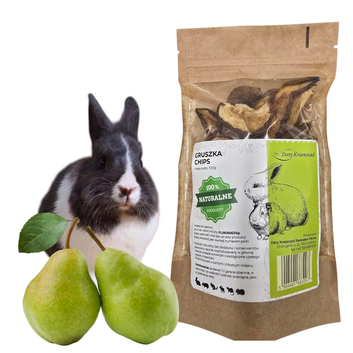 DRIED PEAR FOR RABBIT RODENTS NATURAL FRESH DELICACY 100G