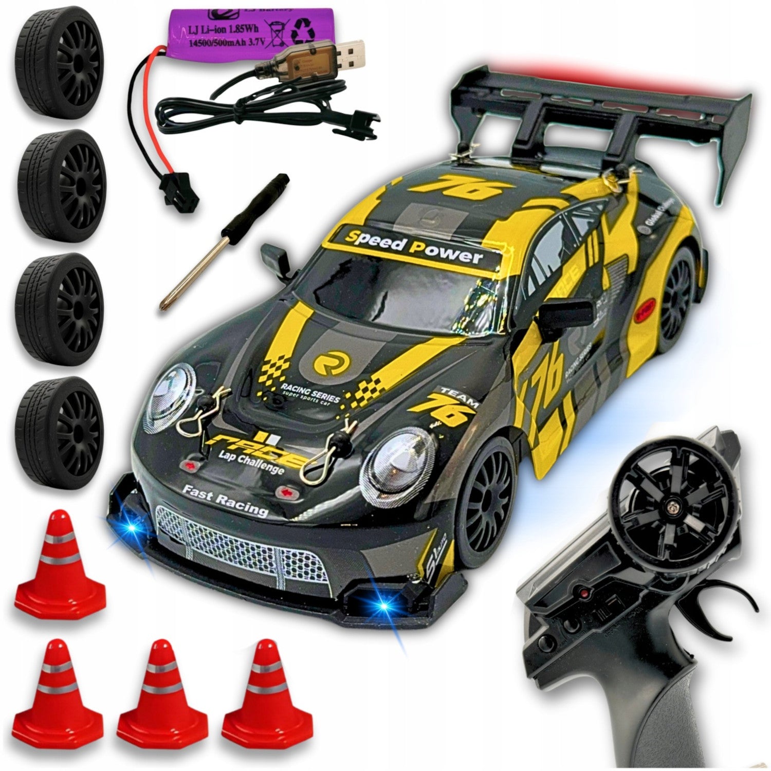DRIFT CAR REMOTE CONTROLLED RACING CAR AUTO DRIFT PILOT LED 4x4