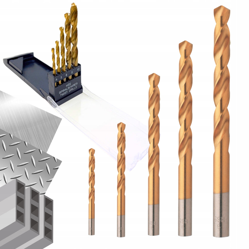 DRILL BIT FOR METAL STEEL HSS-G 4-5-6-8-10mm 5PCS DRILL BIT SET