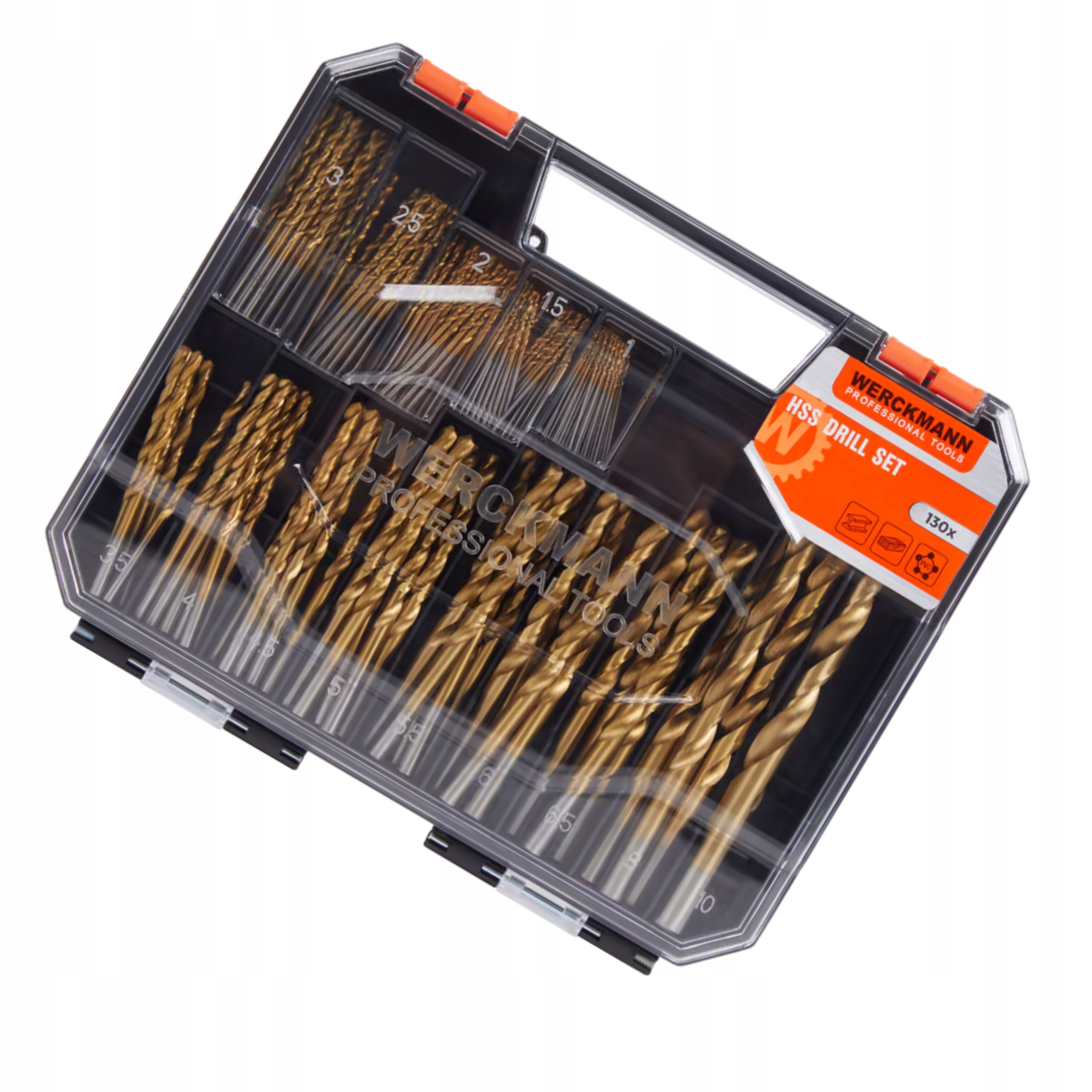 DRILL BIT SET WERCKMANN STEEL HSS 130 elements METAL WOOD PLASTIC