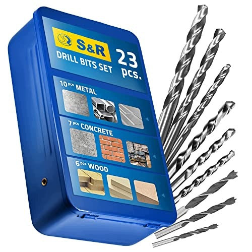 DRILL BITS SET OF 23 PCS FOR WOOD METAL CONCRETE DRILLS PROFESSIONAL Brand no brand