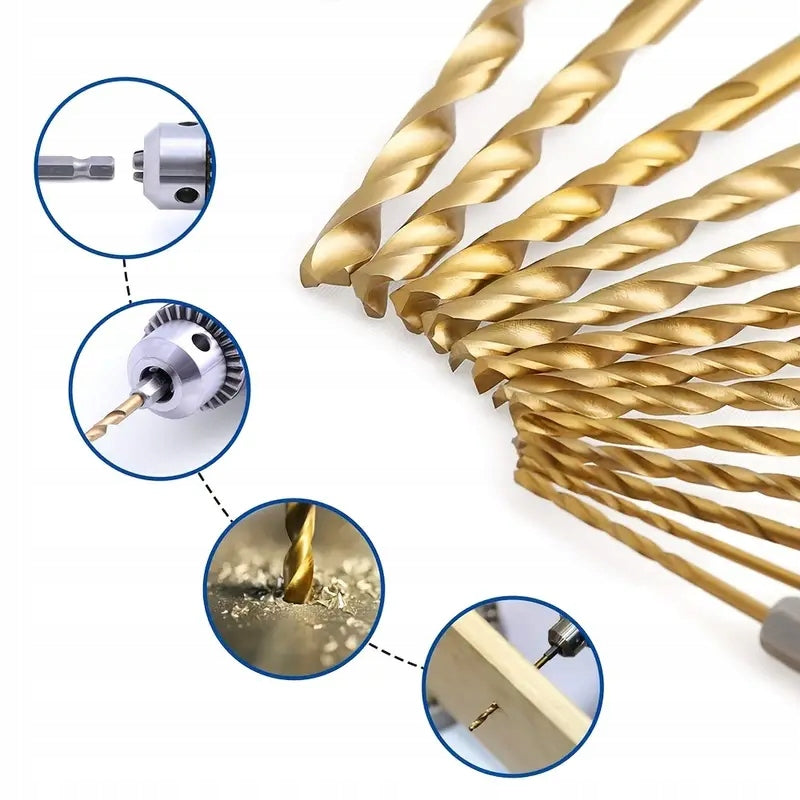 DRILL BITS TITANIUM METAL WOOD SCREWDRIVERS HSS 13pcs Brand XL-Tools