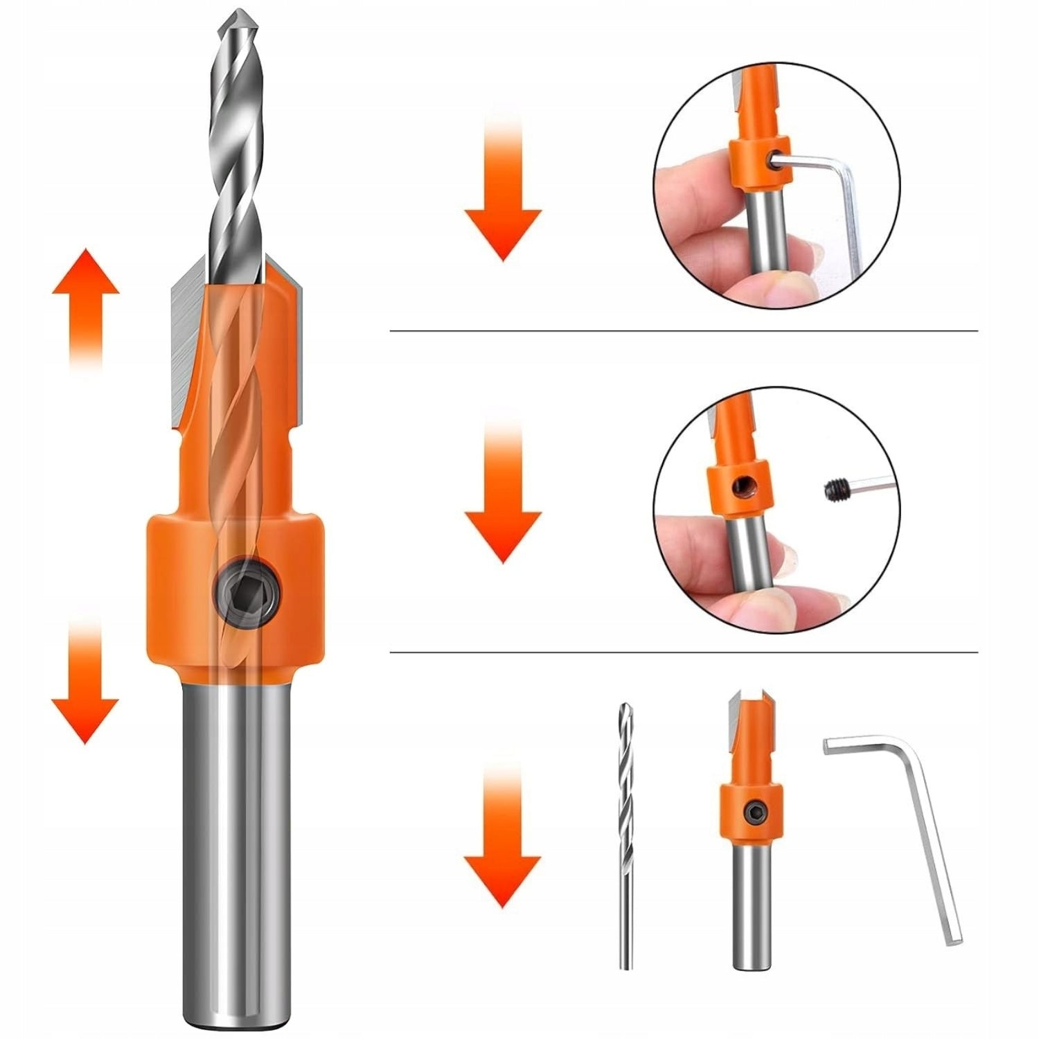 DRILL BITS WITH WOOD BEVEL DREDGE CORNICE SET OF 5PCS Mounting type cylindrical