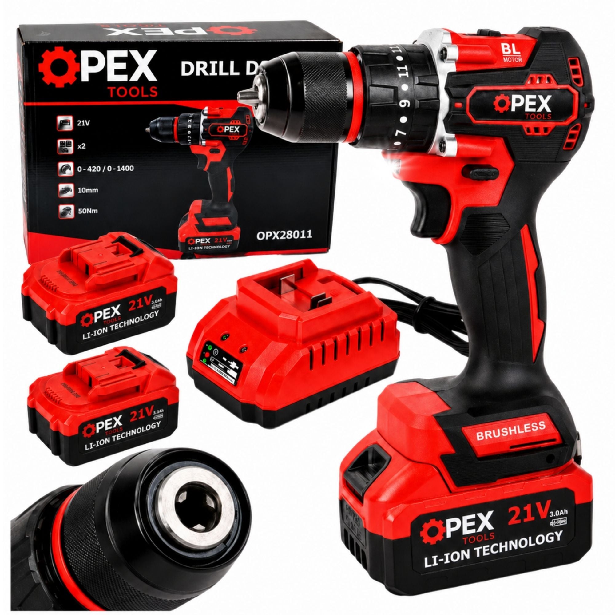 DRILL CORDLESS IMPACT DRIVER BRUSHLESS 2x BATTERY PRO