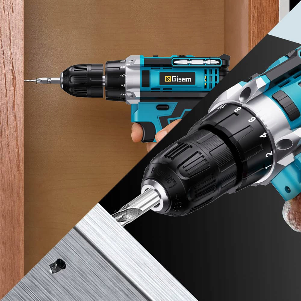 DRILL CORDLESS IMPACT DRIVER DRILL 2xAKU IMPACT SCREWDRIVER 18V Brand Gisam