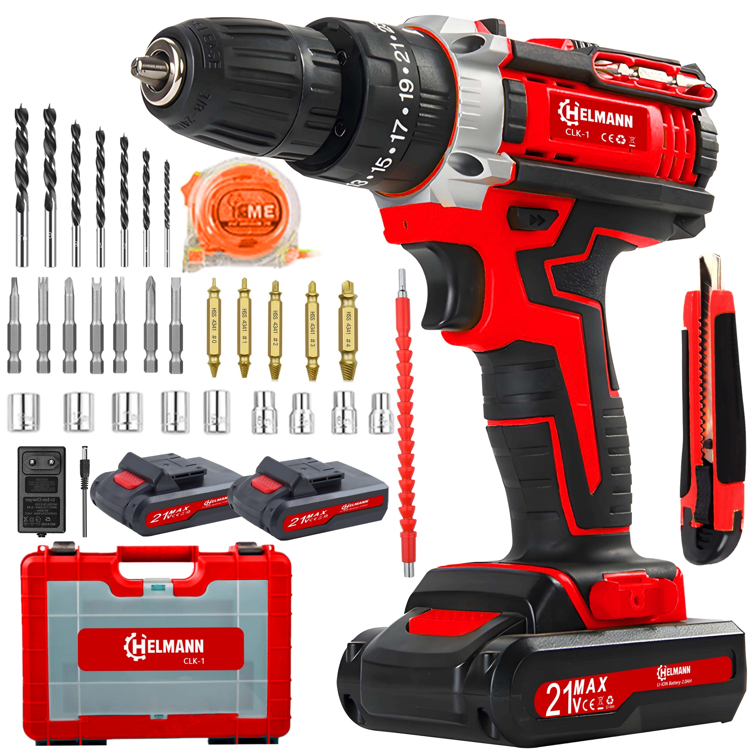 DRILL CORDLESS SCREWDRIVER 2AKU IMPACT STRONG 21V SCREWDRIVER SCREW DRIVER