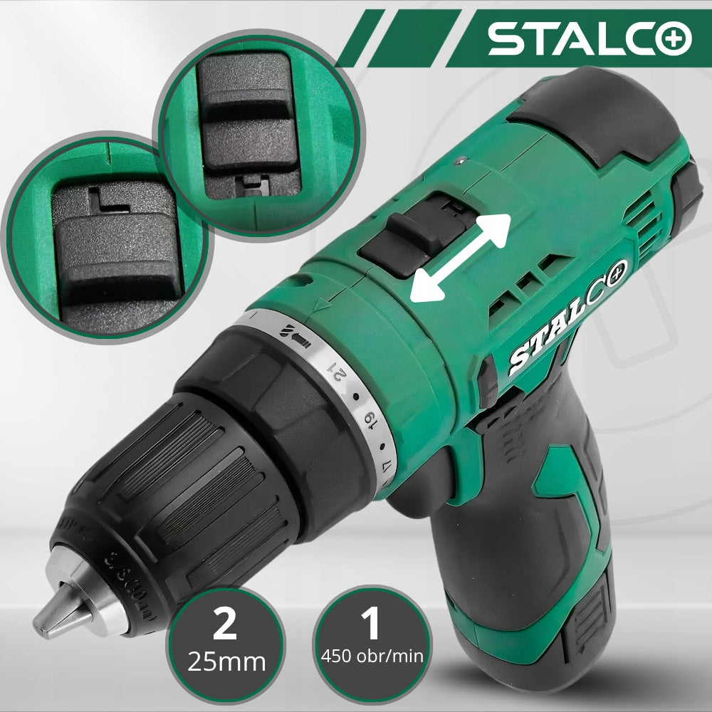 DRILL CORDLESS SCREWDRIVER POWERFUL BATTERY STALCO Voltage (V) 12 V
