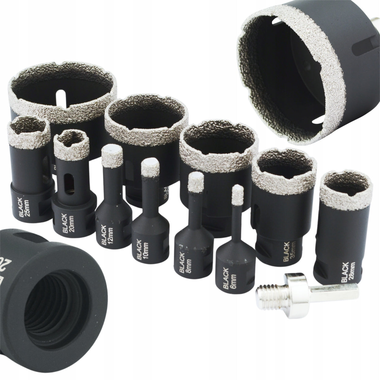 DRILL DIAMOND FORAMINIFERA FOR STONEWARE 6-68MM SET OF FORAMINIFERA IN CASE 12EL Brand Black