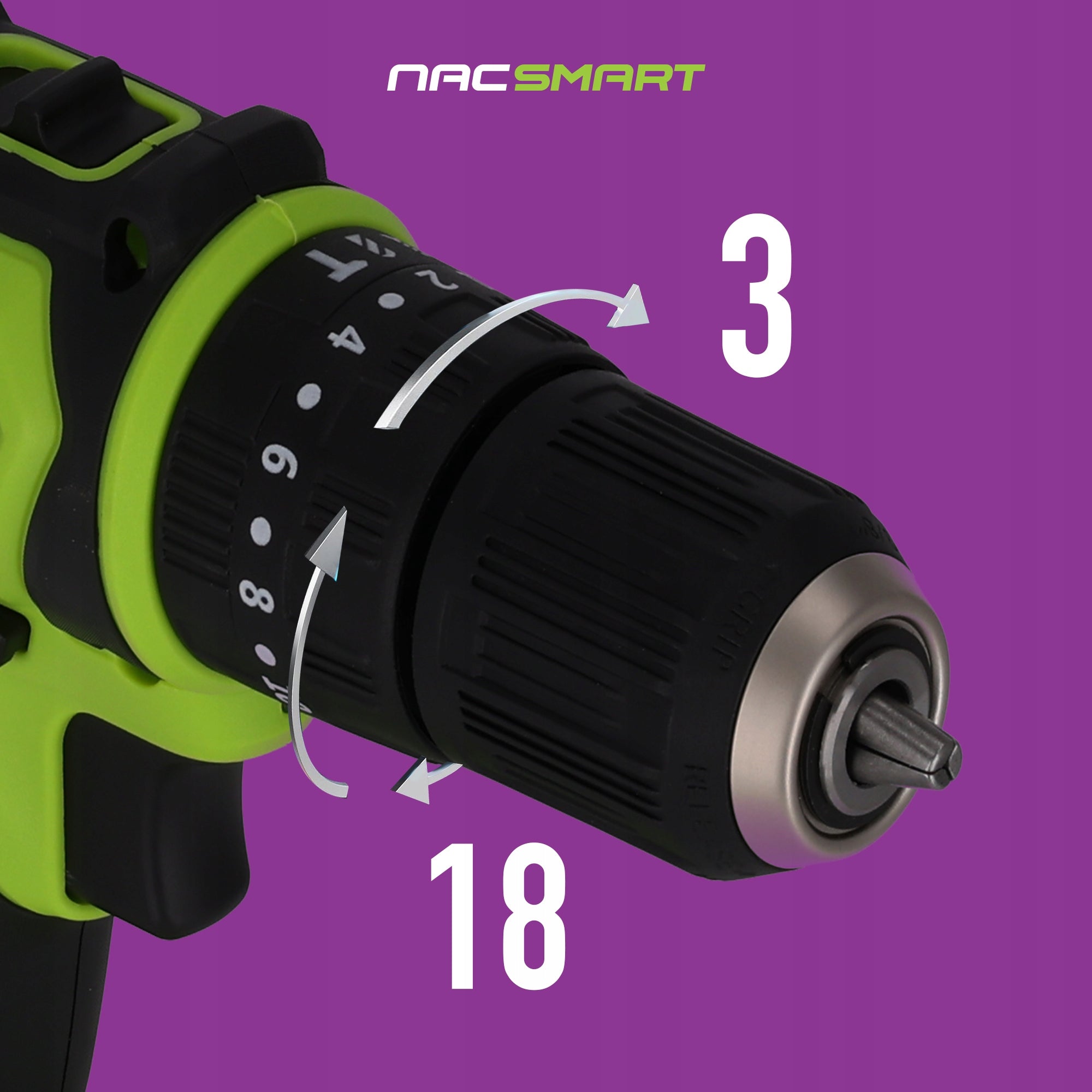 DRILL HAMMER DRIVER CORDLESS 20V SET SUITCASE 2AKU NAC SMART Brand NAC
