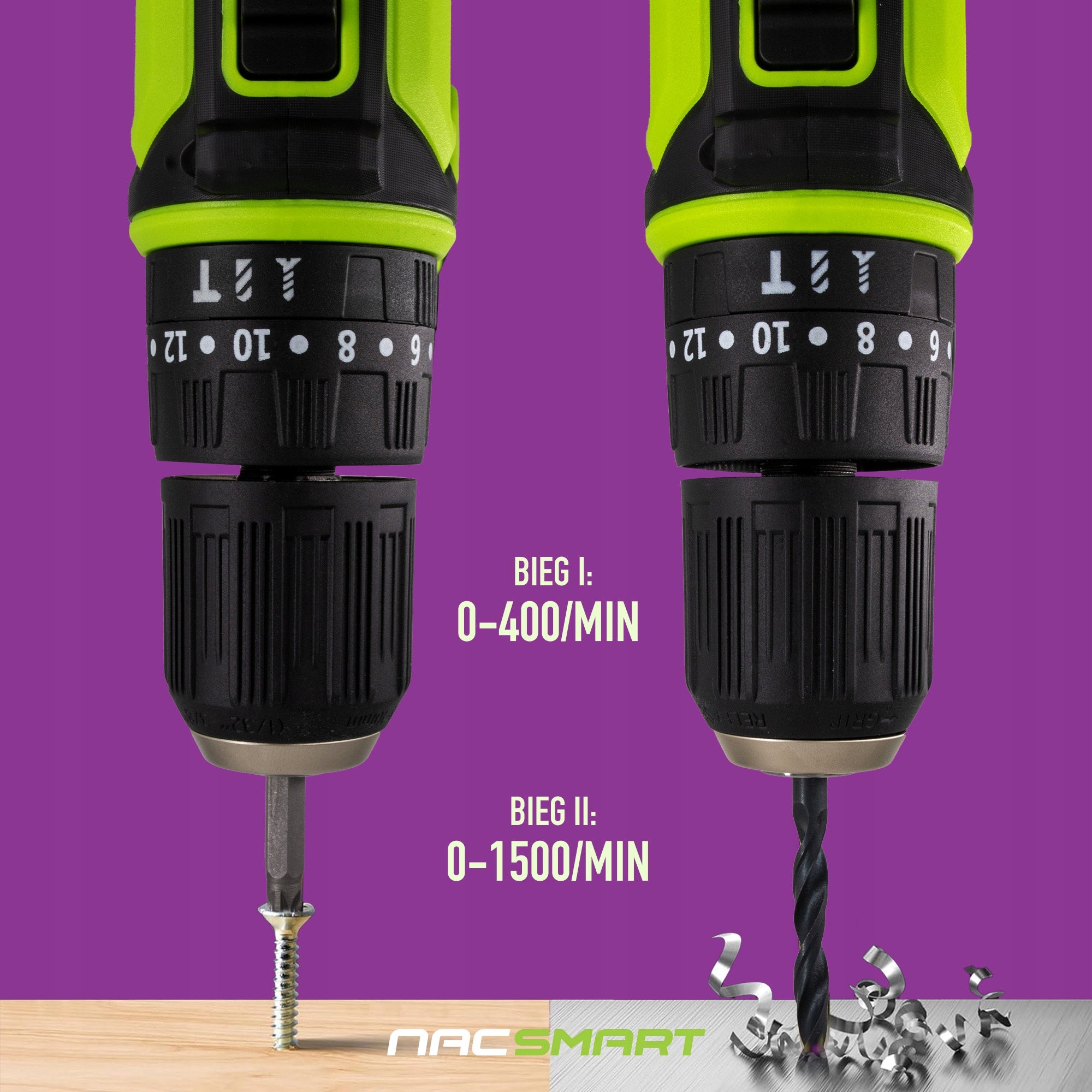 DRILL HAMMER DRIVER CORDLESS 20V SET SUITCASE 2AKU NAC SMART Series NAC Smart