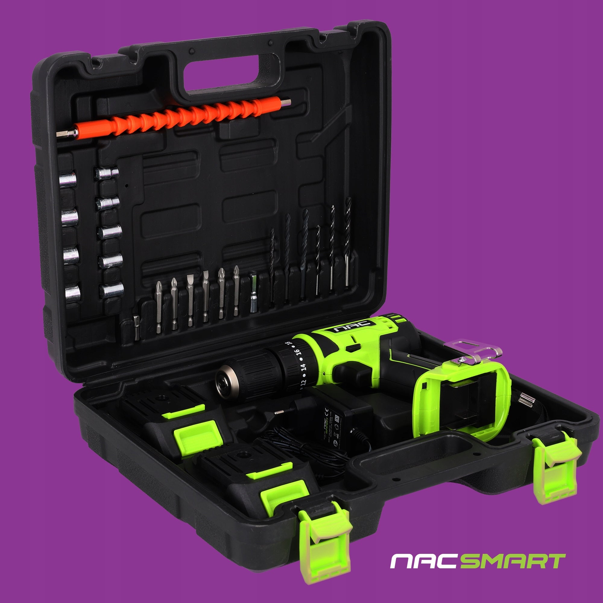 DRILL HAMMER DRIVER CORDLESS 20V SET SUITCASE 2AKU NAC SMART Voltage (V) 20 V