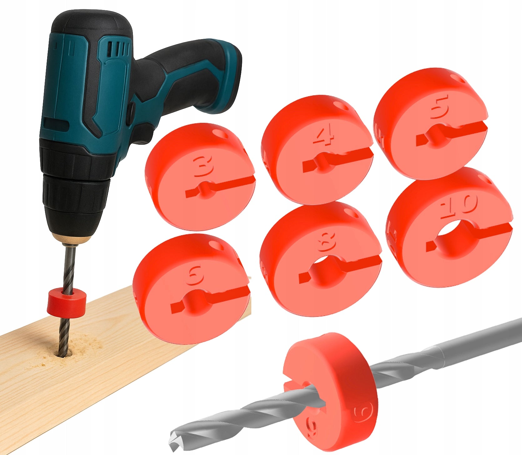 DRILLING DEPTH LIMITER 3mm,4mm,5mm,6mm,8mm,10mm- 6pcs