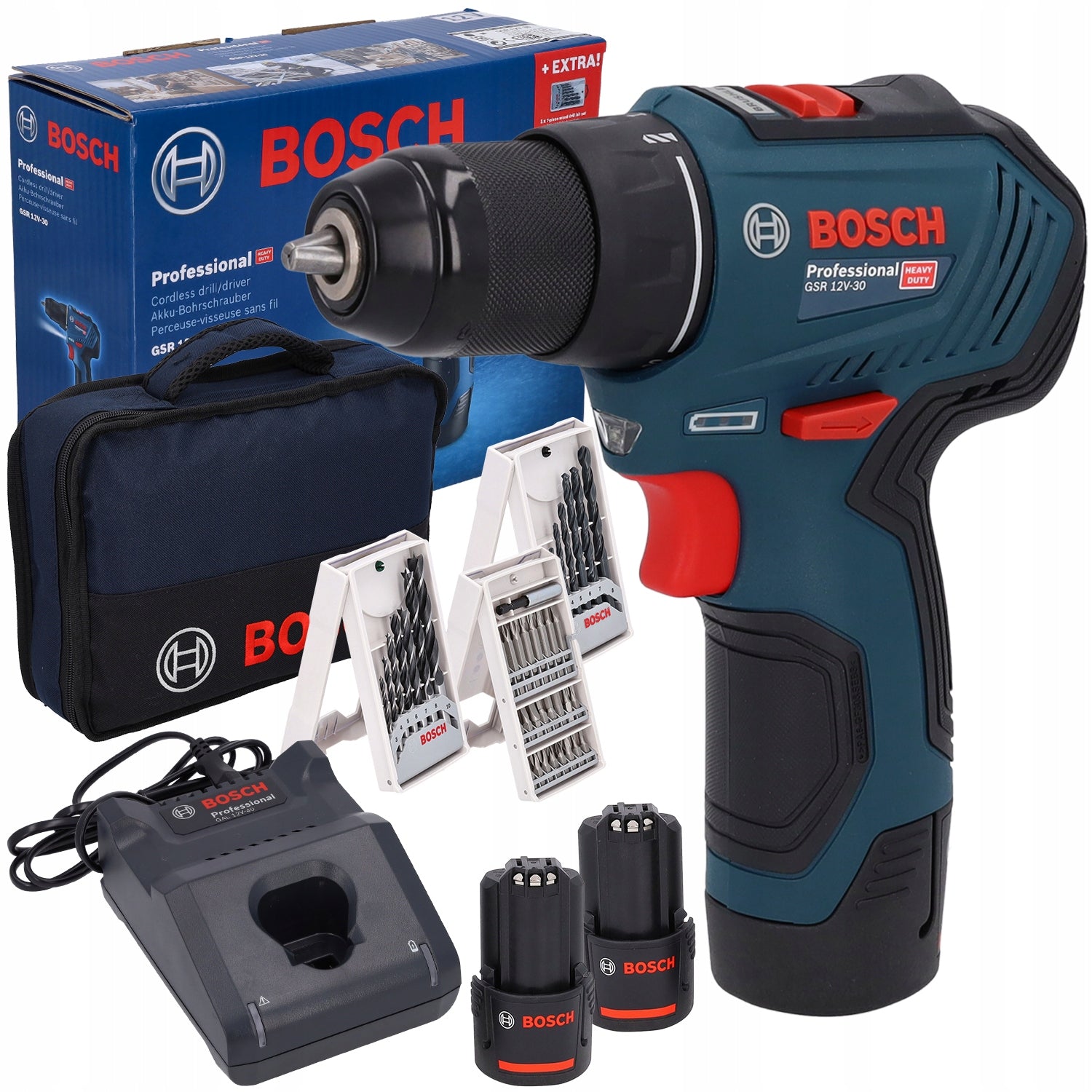 DRILLING MACHINE 2x2Ah + BITS GSR 12V-30 BOSCH 06019G9001