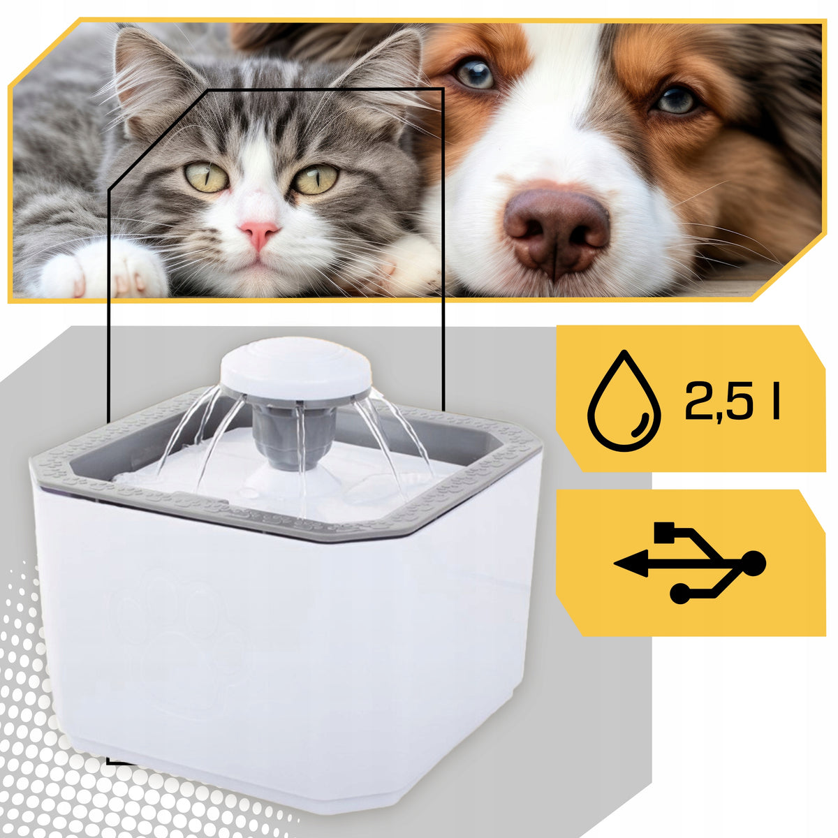 DRINKER BOWL DRINKER QUIET CAT DOG FOUNTAIN 2,5L Manufacturer code POI-V2