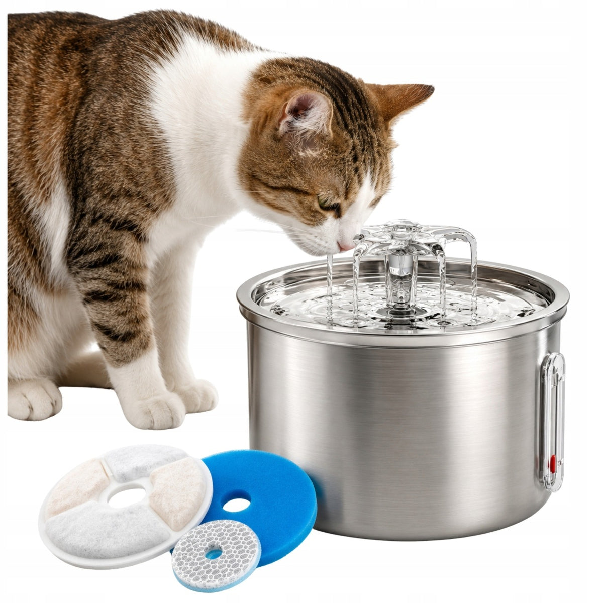 DRINKER CAT FOUNTAIN QUIET STAINLESS STEEL AUTOMATIC FILTER 2 LITERS