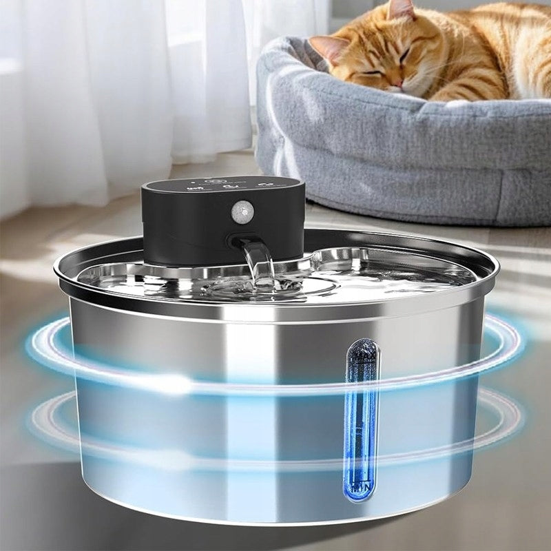 DRINKER CAT FOUNTAIN STEEL WIRELESS 3.2L 5000MAH SILVER Brand Bedee