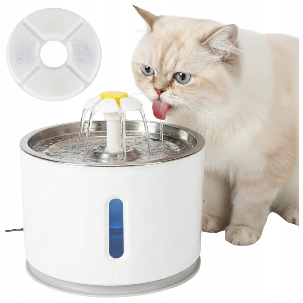 DRINKER WATER FOUNTAIN DOG CAT BOWL AUTOMATIC DRINKER 2,4L + FILTER