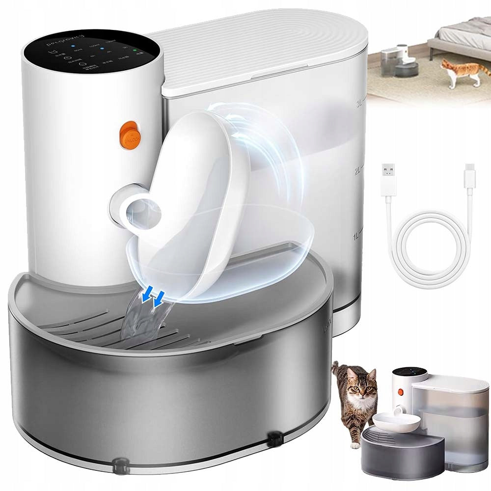 DRINKER WIRELESS CAT FOUNTAIN AUTOMATIC 3L QUIET OPERATION