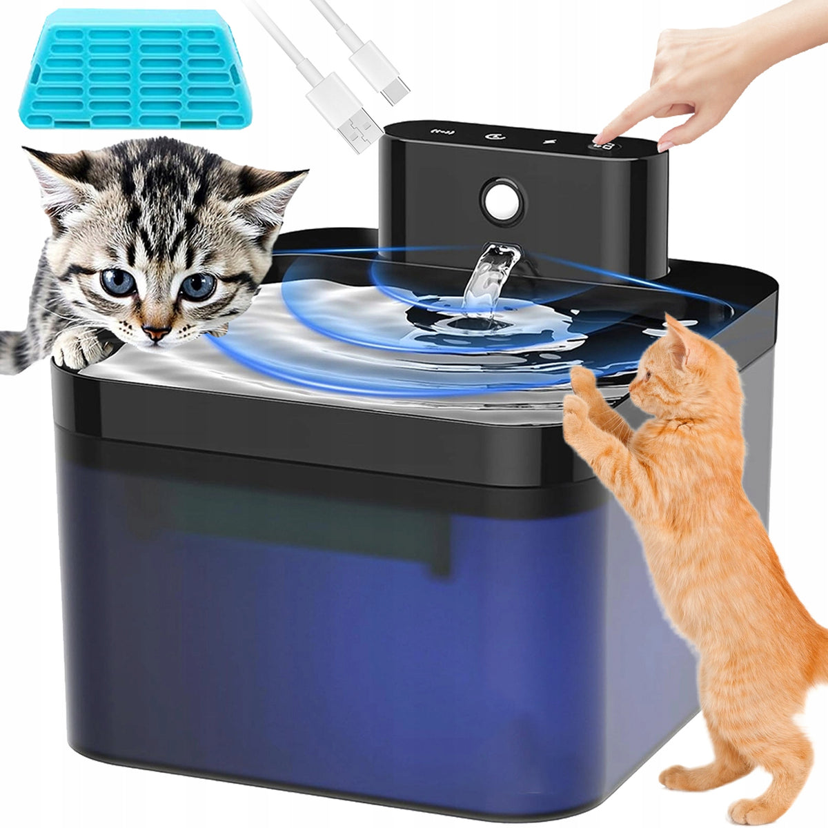 DRINKER WIRELESS DOG CAT FOUNTAIN AUTOMATIC LED MOTION SENSOR