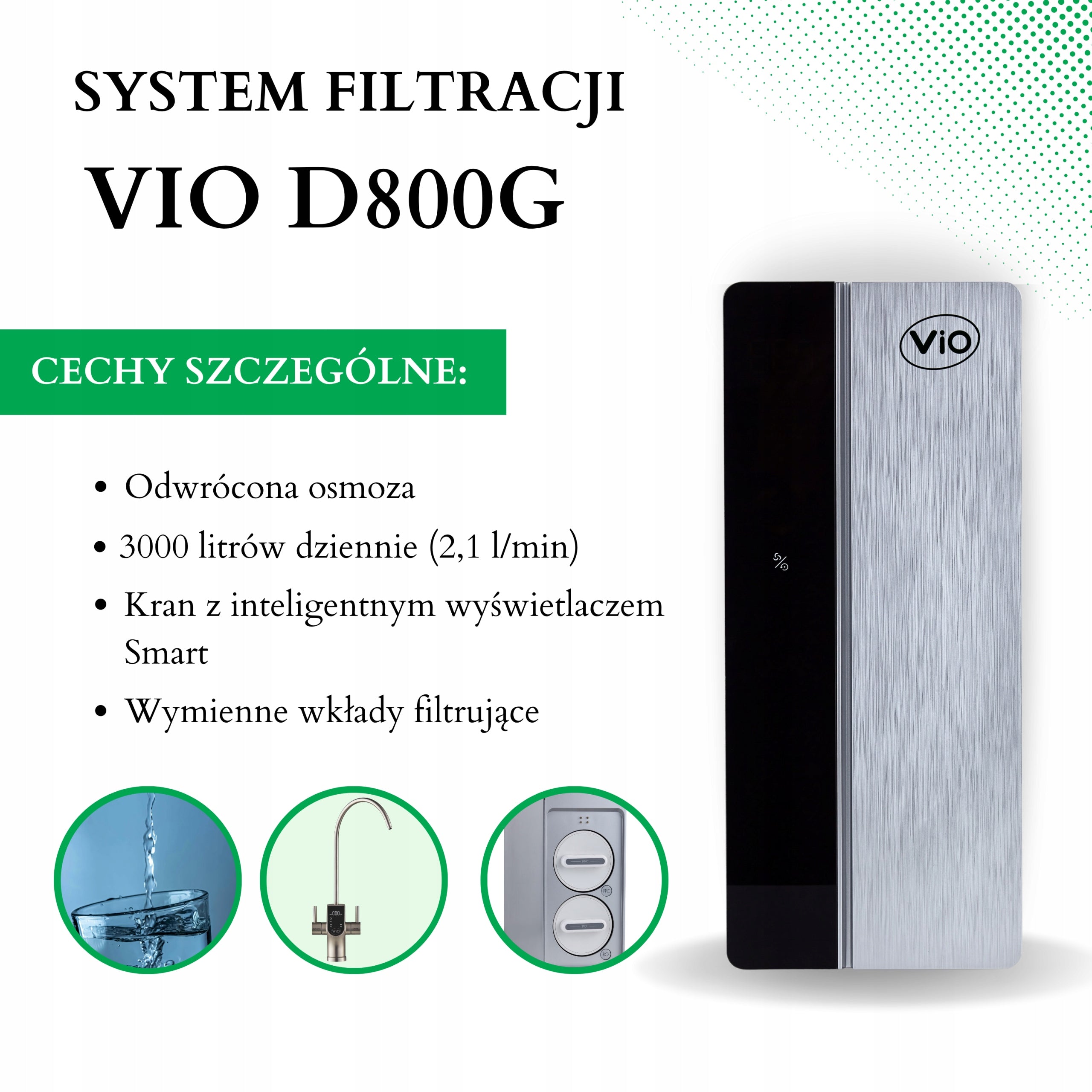 DRINKING WATER FILTRATION SYSTEM ViO BP-D800G WITH SMART-FAUCET – 2,1 l/m Packaging status original