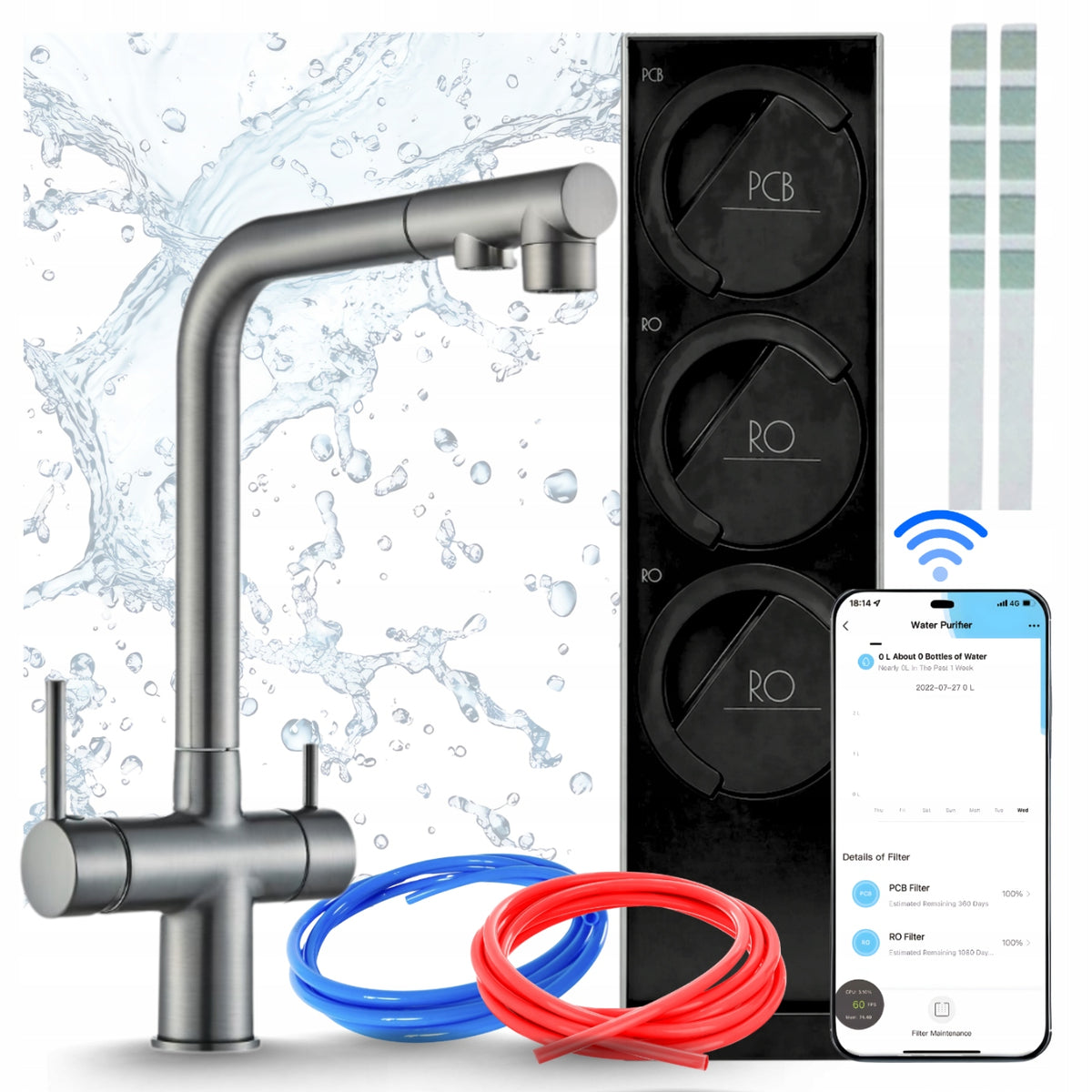 DRINKING WATER TREATMENT PLANT MIDEA 800GPD SMART RO7 WIFI AND THREE WAY BATTERY PZH