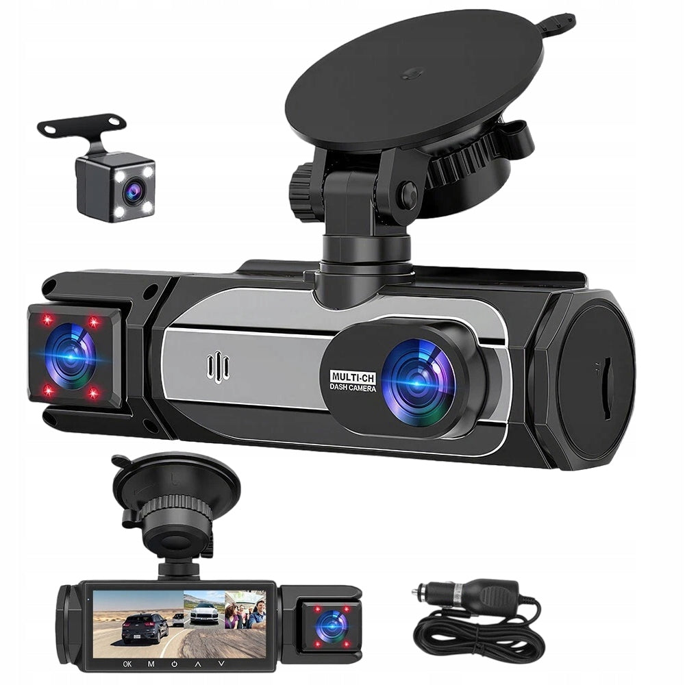 DRIVING RECORDER 3 LENSES WITH 1080P VIDEO AND PARKING MONITORING