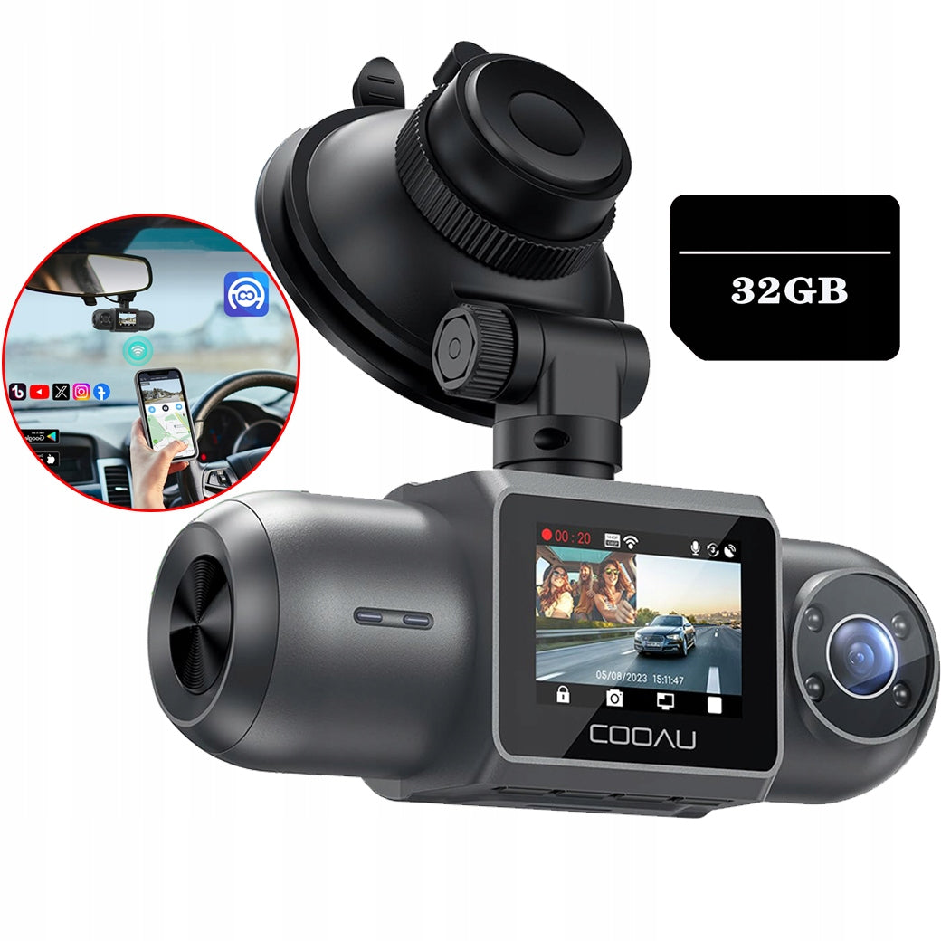DRIVING RECORDER 4K WIFI DUAL CAMERA GPS PARKING MONITORING 32GB SD