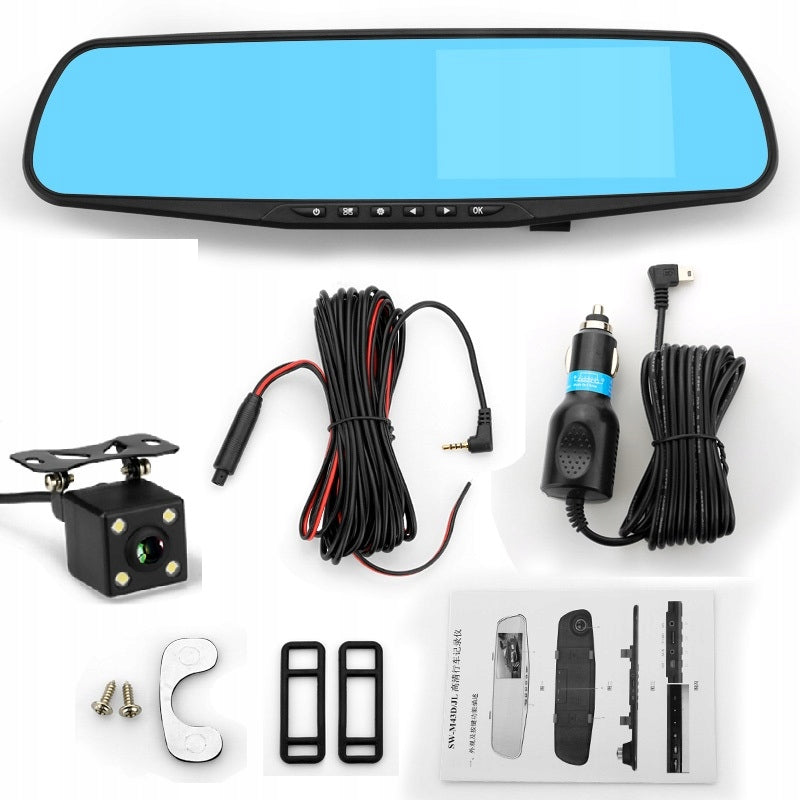 DRIVING RECORDER REVERSING CAMERA IN MIRROR 4LED