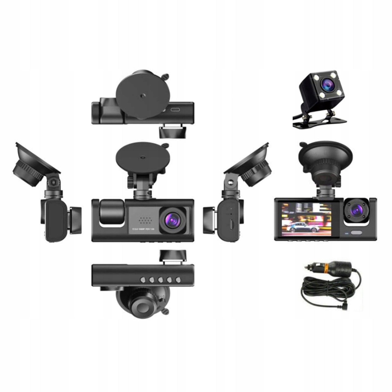 DRIVING VIDEO RECORDER REVERSING CAMERA 1080P THREE-WAY 12 TO 24V Brand no brand
