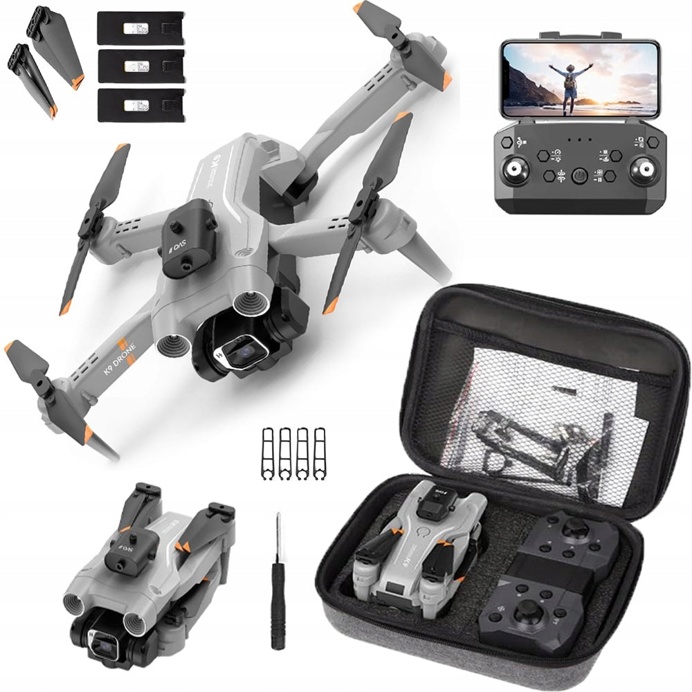 DRONE AVOIDING OBSTACLES FPV LIVE CAMERA 4K RC QUADCOPTER FOLDABLE+BATTERIES