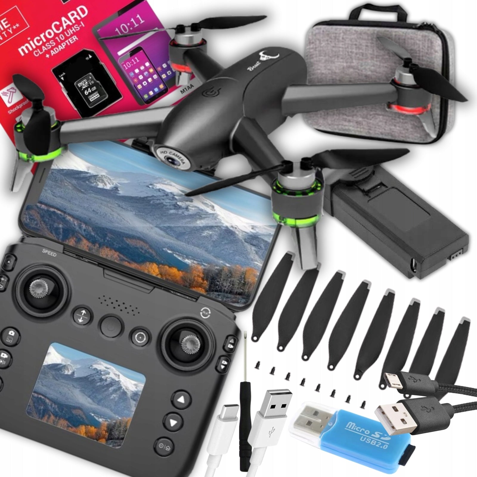 DRONE COMBO FLY MORE MINI RC CONTROLLER PRO WITH CAMERA BATTERIES CAMERA + KIT Packaging status original