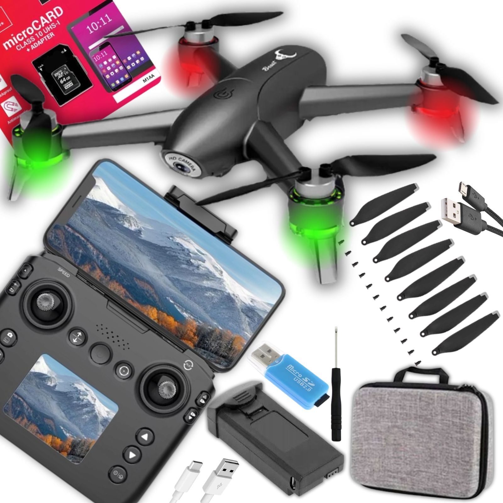 DRONE COMBO FLY MORE MINI RC CONTROLLER PRO WITH CAMERA BATTERIES CAMERA + KIT