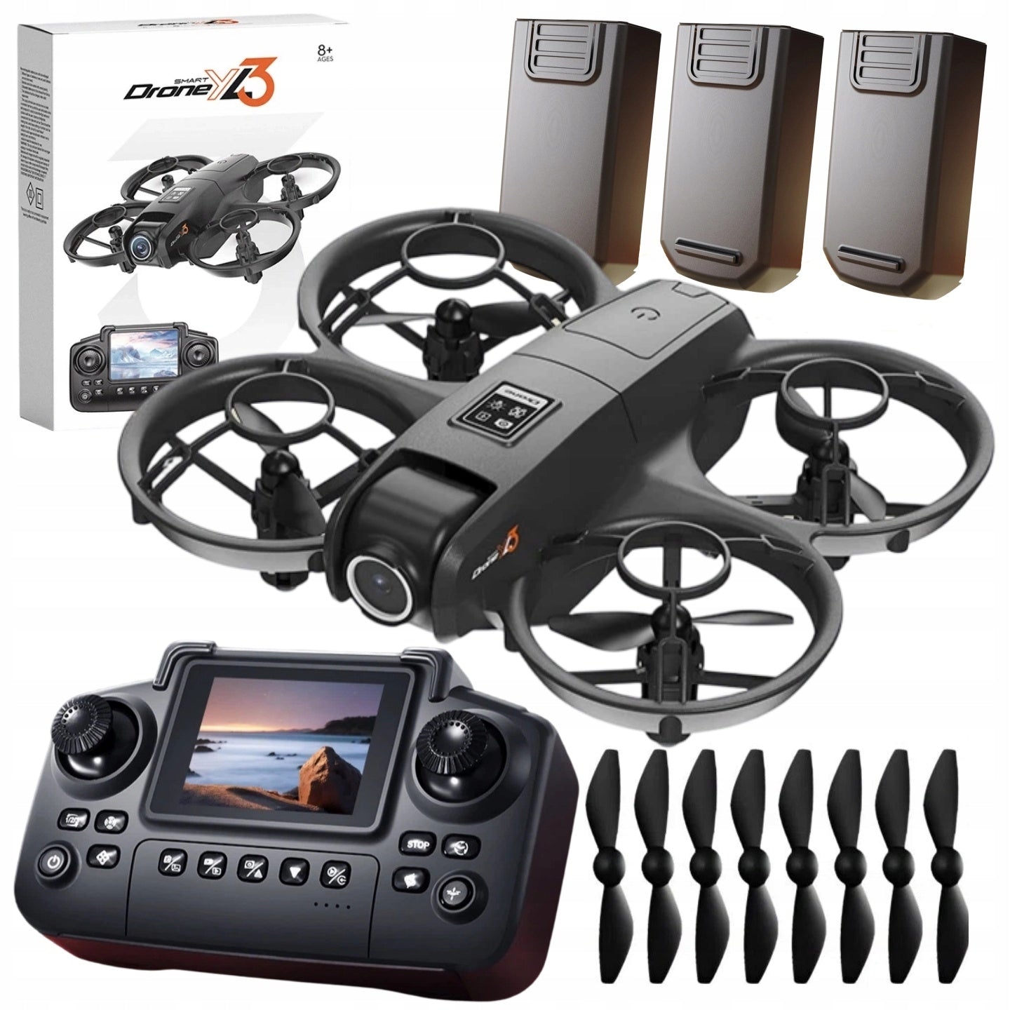 DRONE CONTROLLER WITH LCD 2 CAMERAS BRUSHLESS MOTOR 125G WIFI 3x AKU TOY