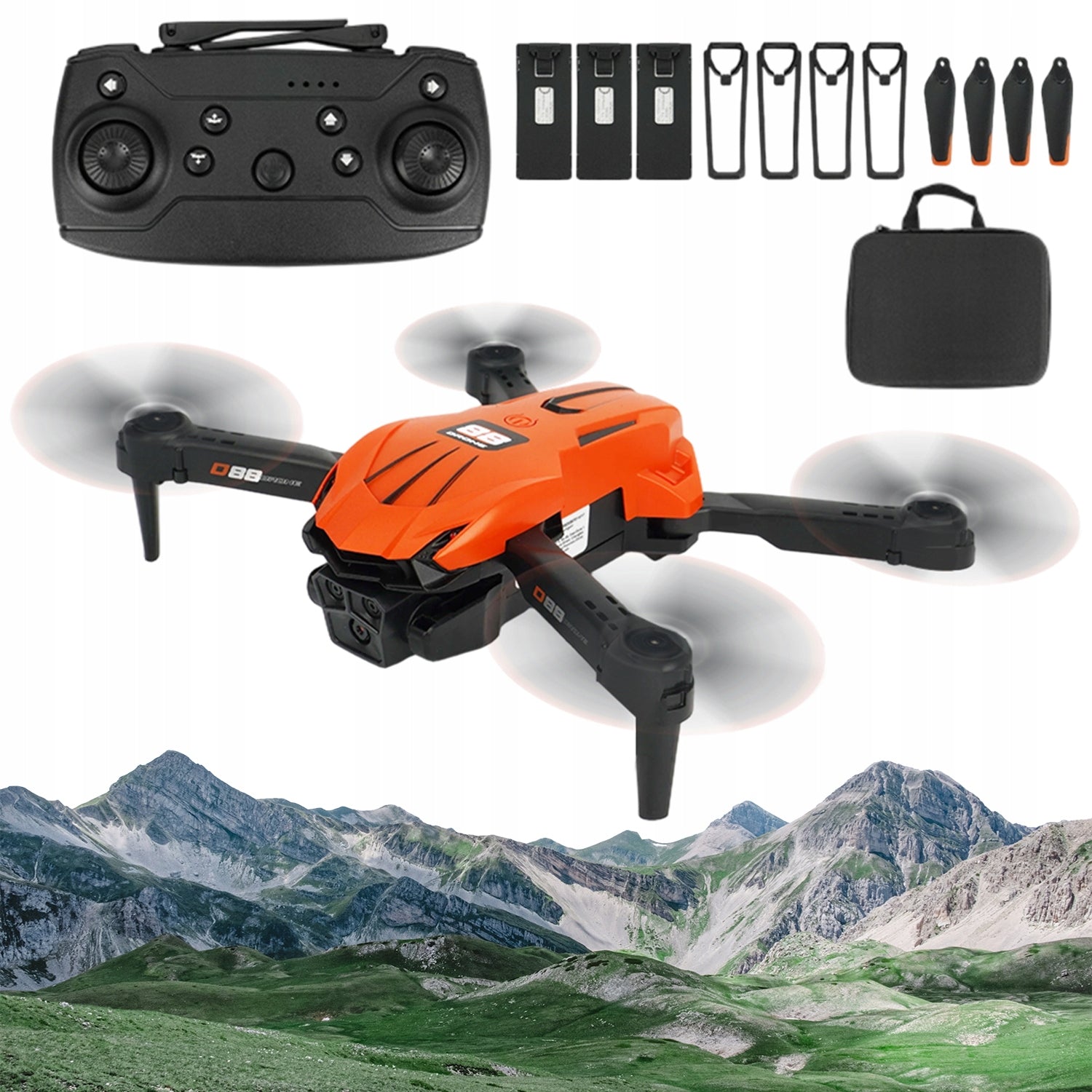 DRONE D88 DUAL CAMERA HD WITH OBSTACLE AVOIDANCE AND BAG, 1500MAH
