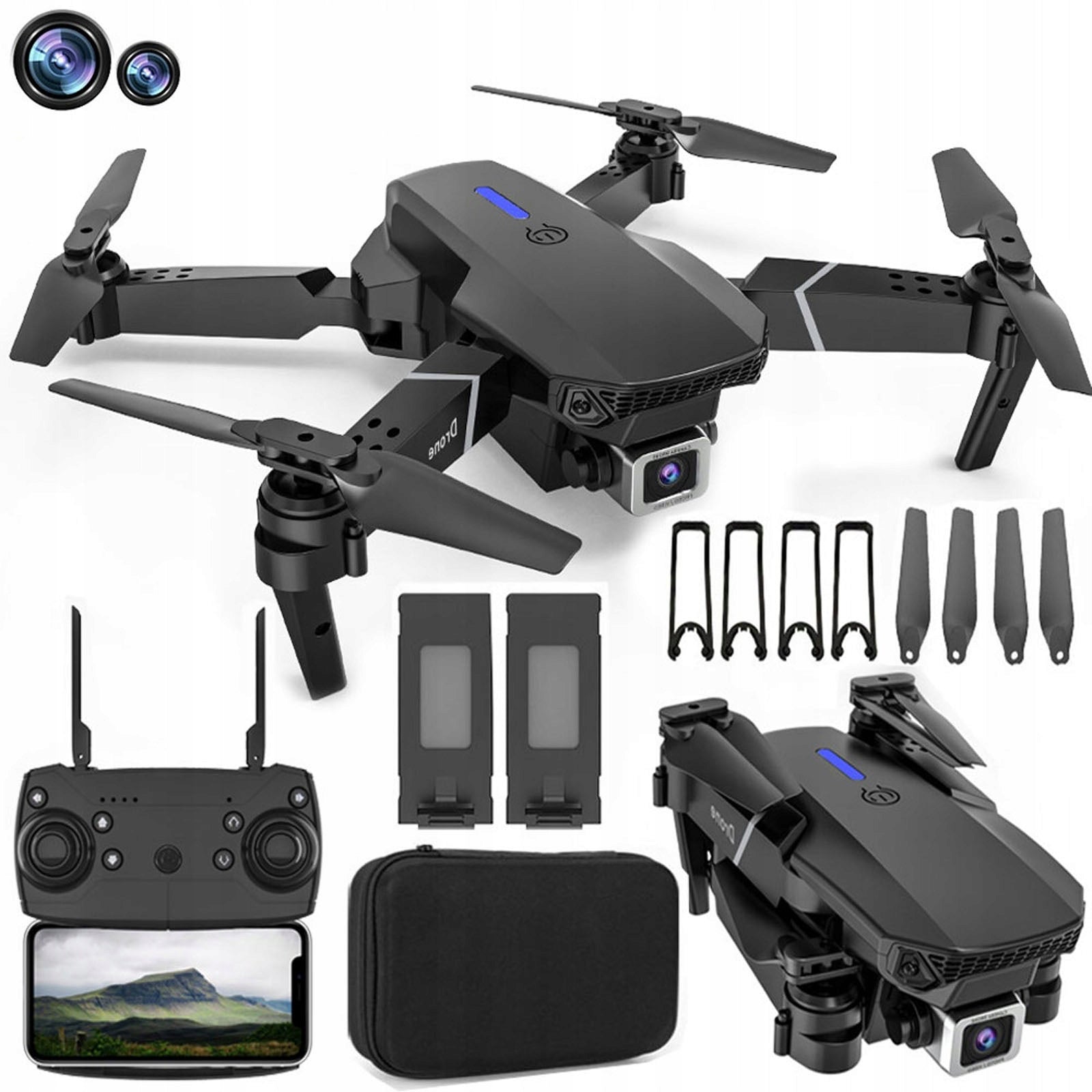 DRONE DUAL CAMERA 4K FLIGHT TRACKING SET NEW