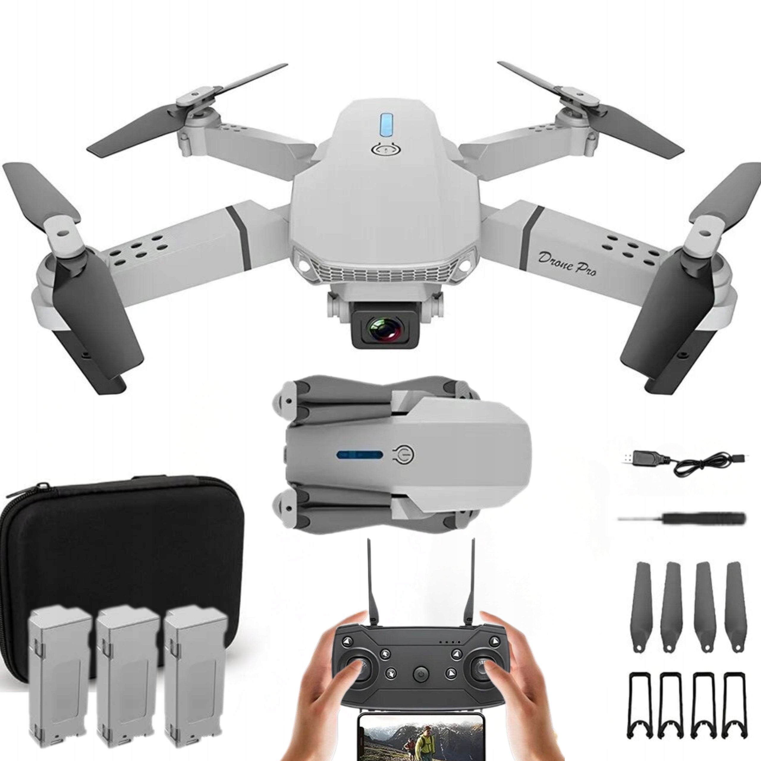 DRONE E88 PRO TRAINING DRONE TWO WIFI CAMERAS 3 BATTERIES + COVER