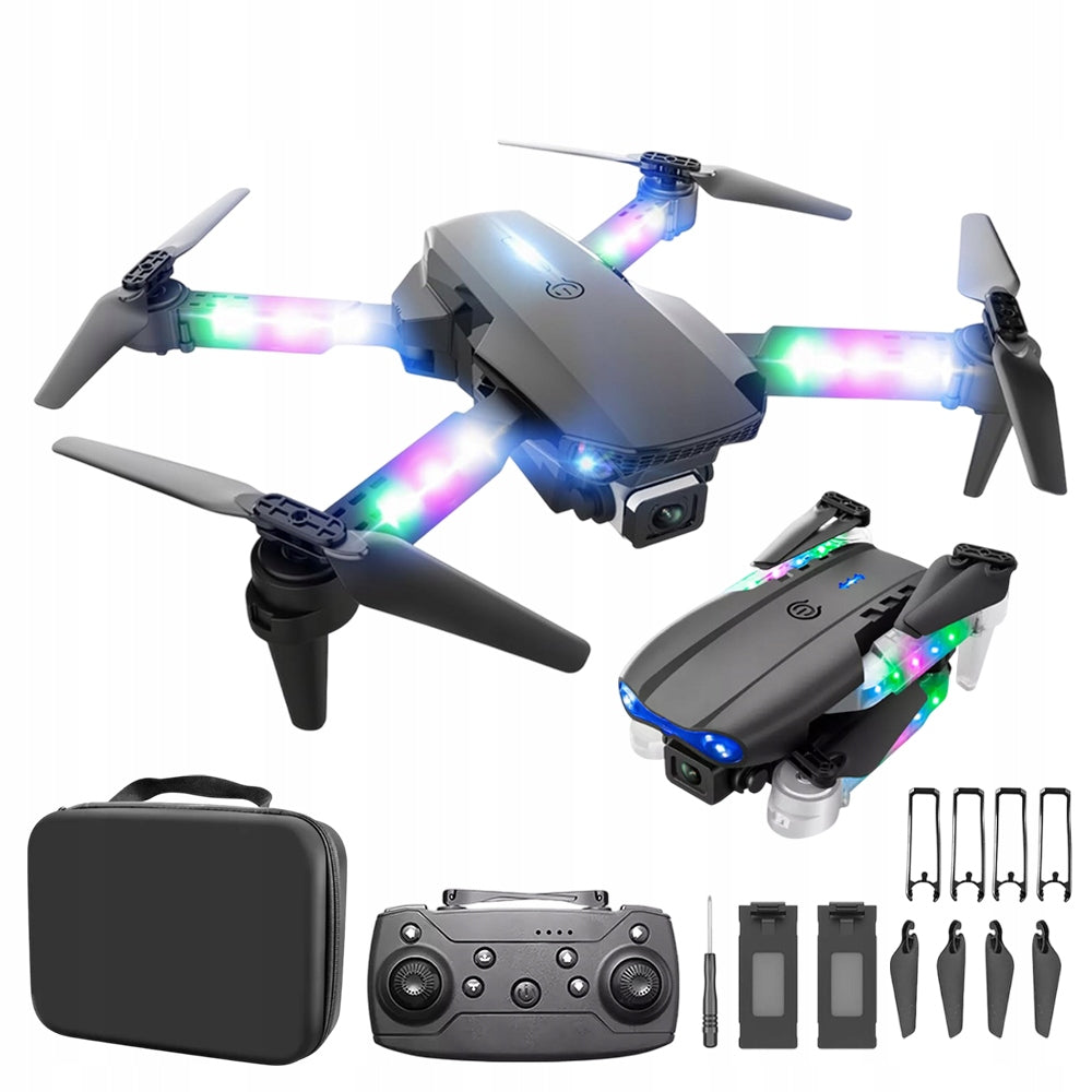 DRONE E99D WITH DUAL CAMERA 4K WIFI FPV FOLDABLE LED LIGHTS + 2 BATTERIES
