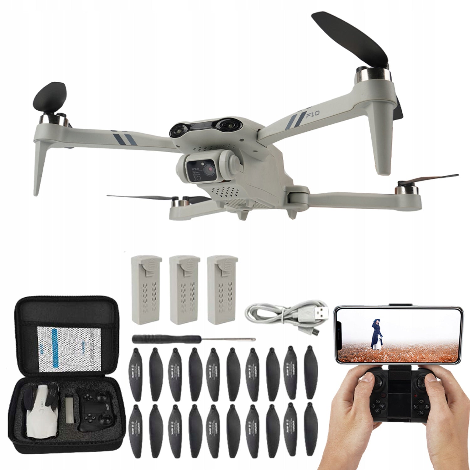DRONE F10 FOLDABLE HD CAMERA WITH HEADLESS HOVER MODE 6 AXIS GYROSCOPE