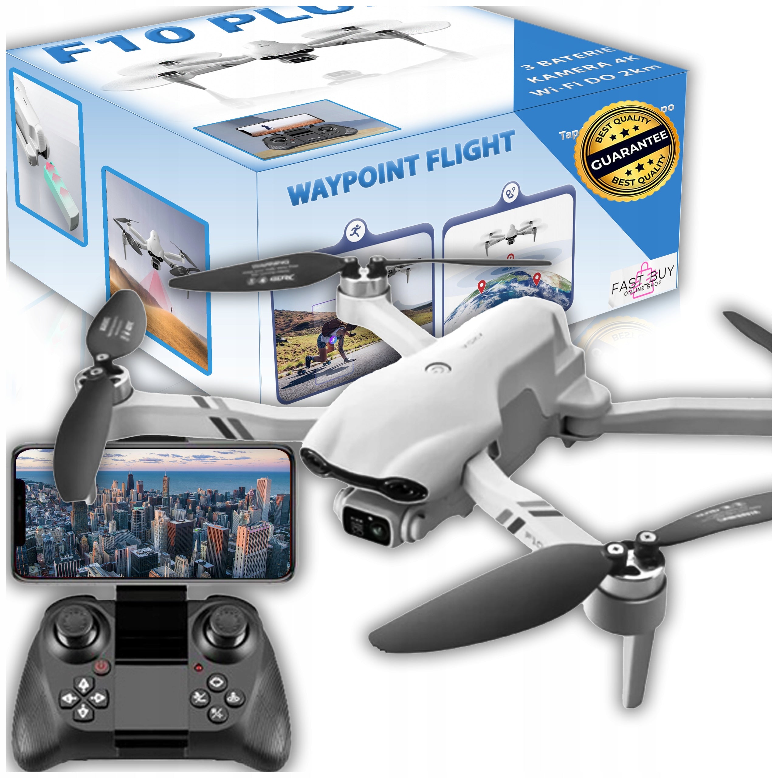 DRONE F10 WiFi 3 batteries ACCESSORIES CAMERA 4K TOY HOVER 2000M 3 X 1600mAh