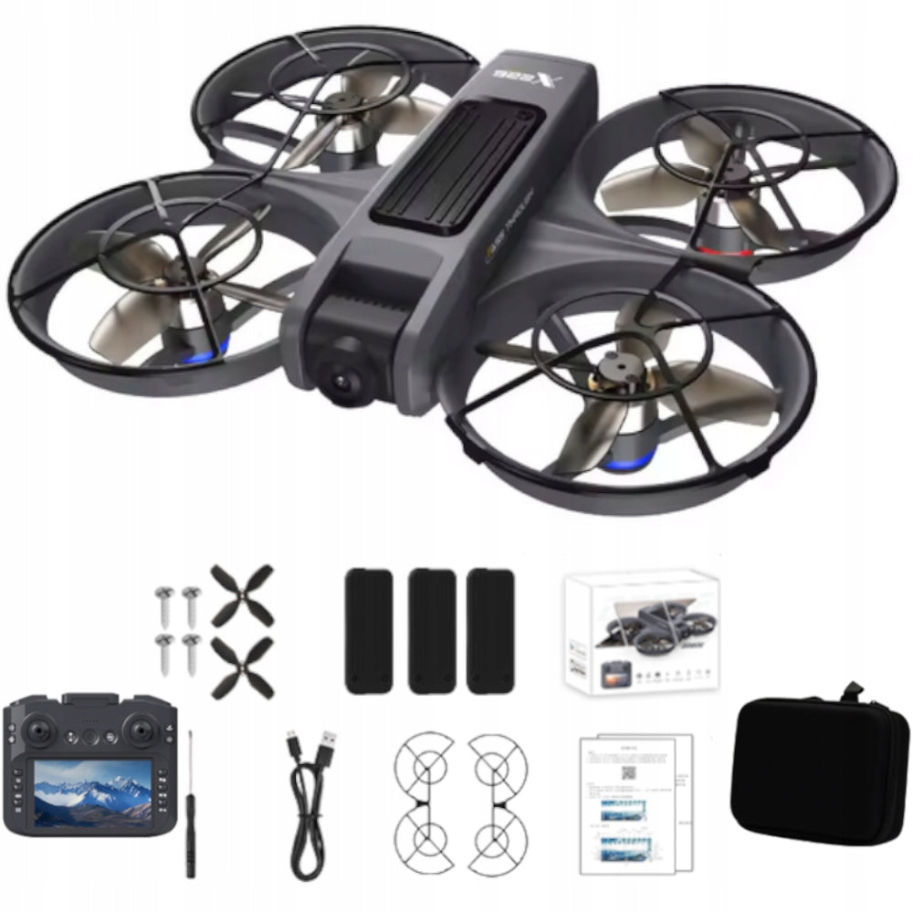 DRONE FOLDING X226 REMOTE CONTROL WITH DISPLAY 4,5" 3 BATTERIES HEADLESS 2
