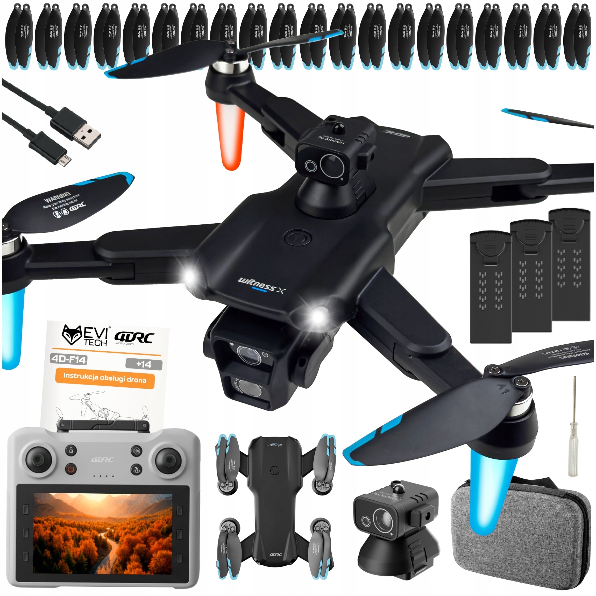 DRONE FlyPro14 2 Cameras RADAR OBSTACLES BRUSHLESS MOTORS 75min TOY