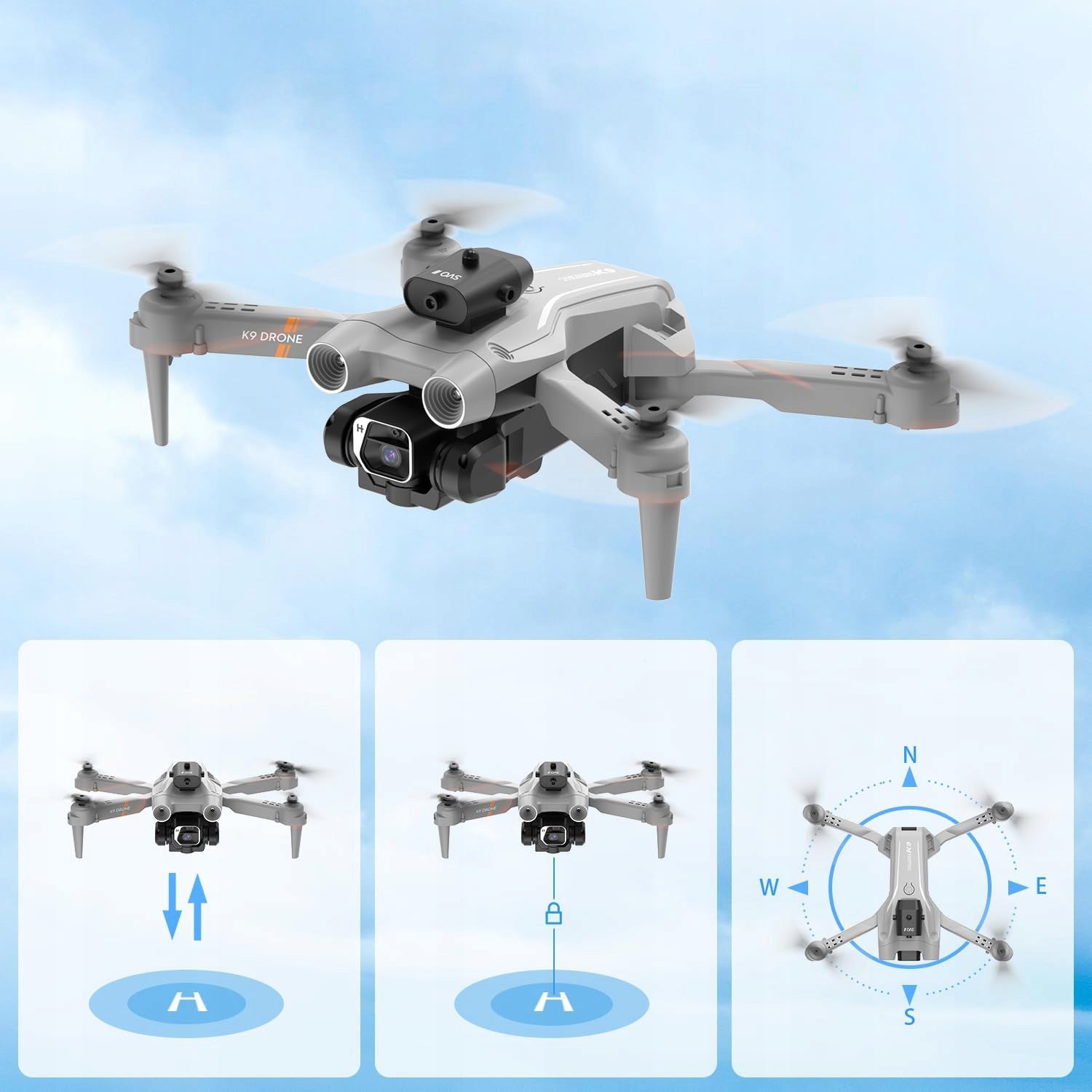 DRONE K9 4K FOLDABLE QUADROCOPTER WITH 3 BATTERIES AND OBSTACLE AVOIDANCE Model 69631372023