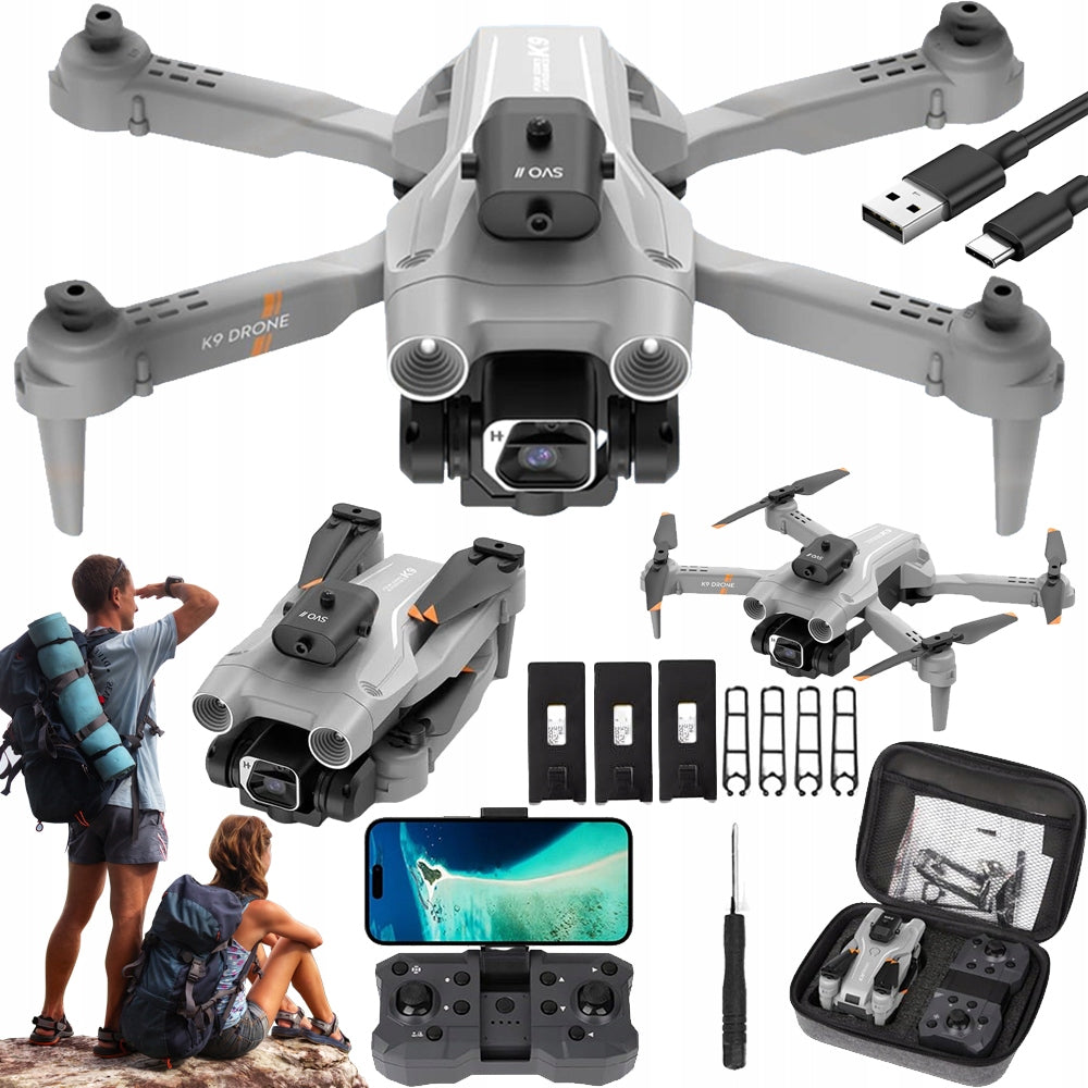 DRONE K9 CAMERA 4K RC QUADCOPTER TOY + 3 BATTERY 45MIN FOLDABLE