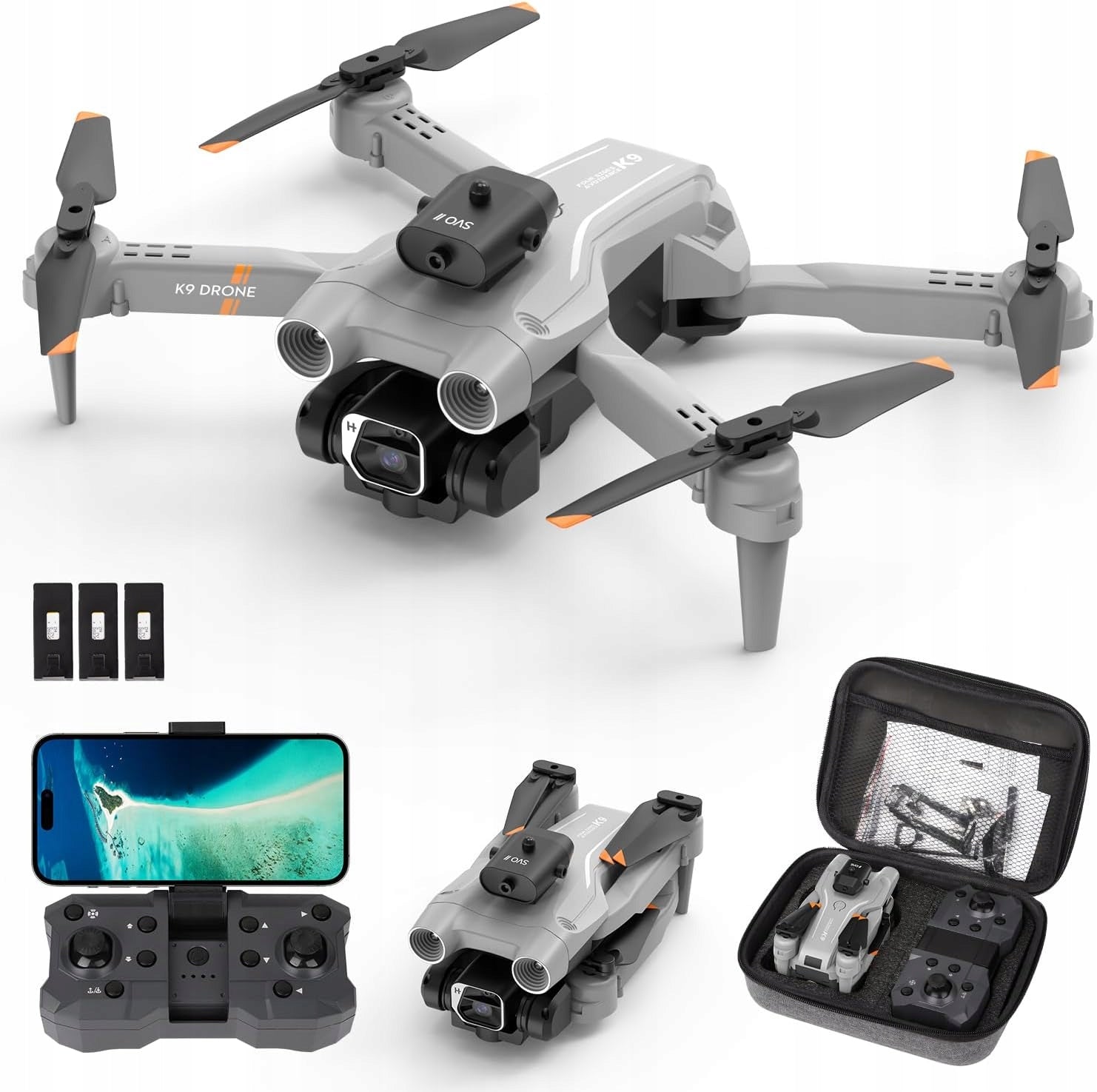 DRONE K9 CAMERA 4K RC QUADCOPTER TOY + 3 BATTERY