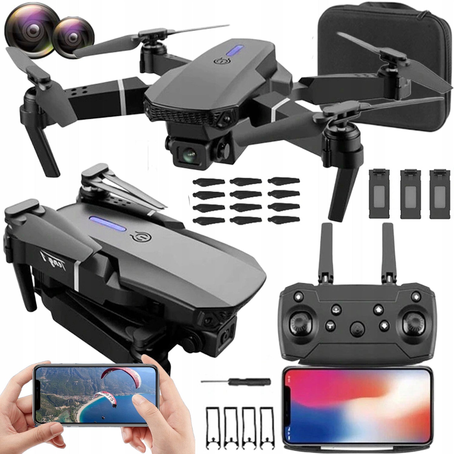 DRONE LS FOR BEGINNERS DRONE RC WITH DUAL CAMERA 4K HD 100M QUADCOPTER