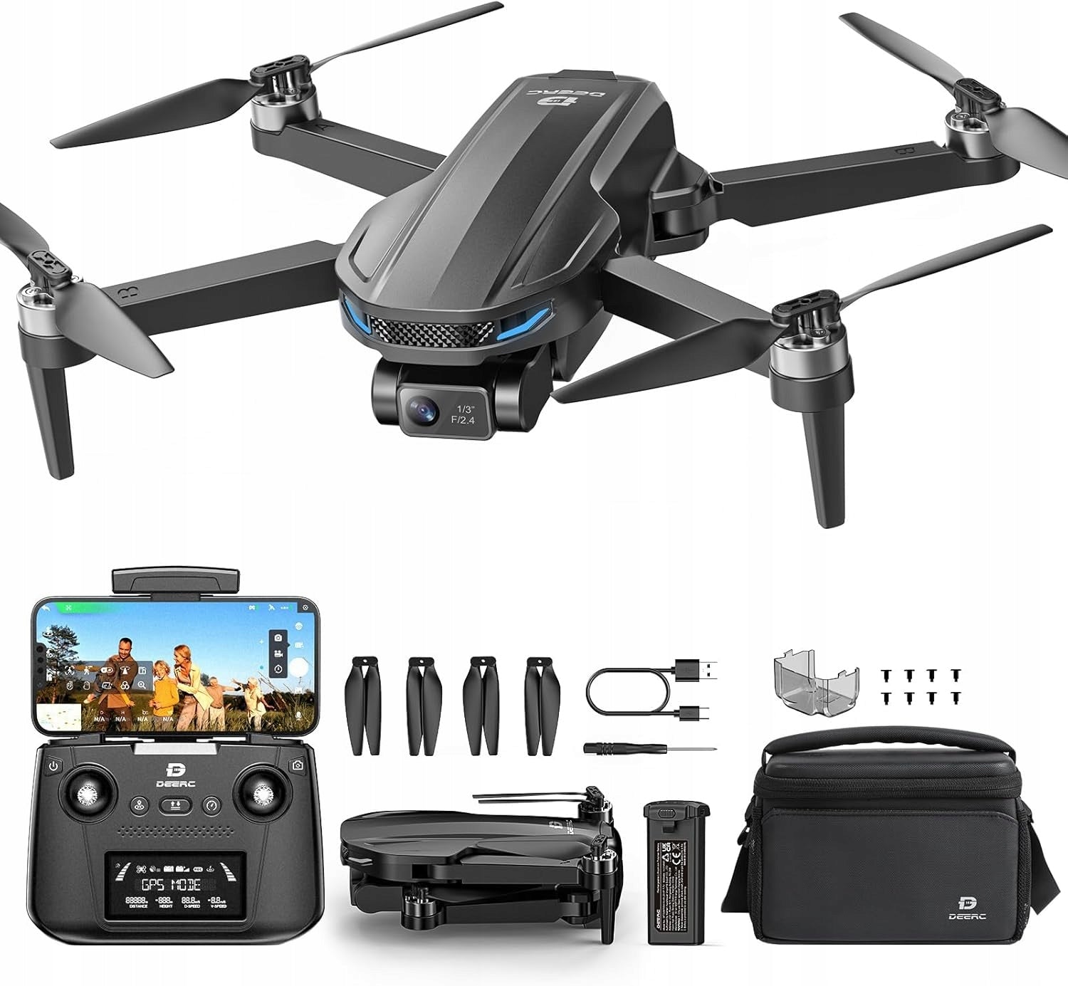 DRONE REMOTE CONTROLLED DEERC D65 CAMERA 4K PROFESSIONAL MULTICOPTER GPS