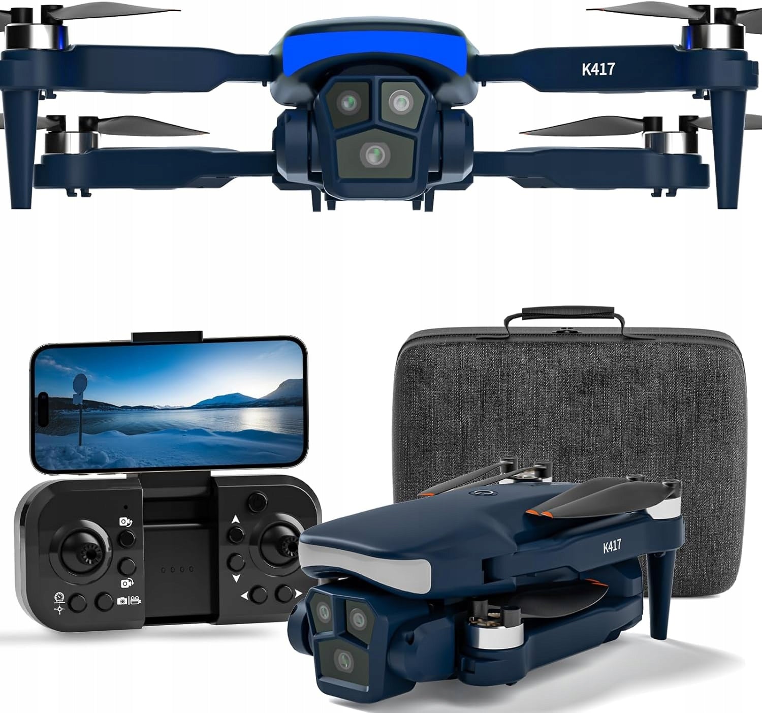 DRONE REMOTE CONTROLLED HD CAMERA KARUISRC K417 FOLDABLE QUADCOPTER GPS AKU