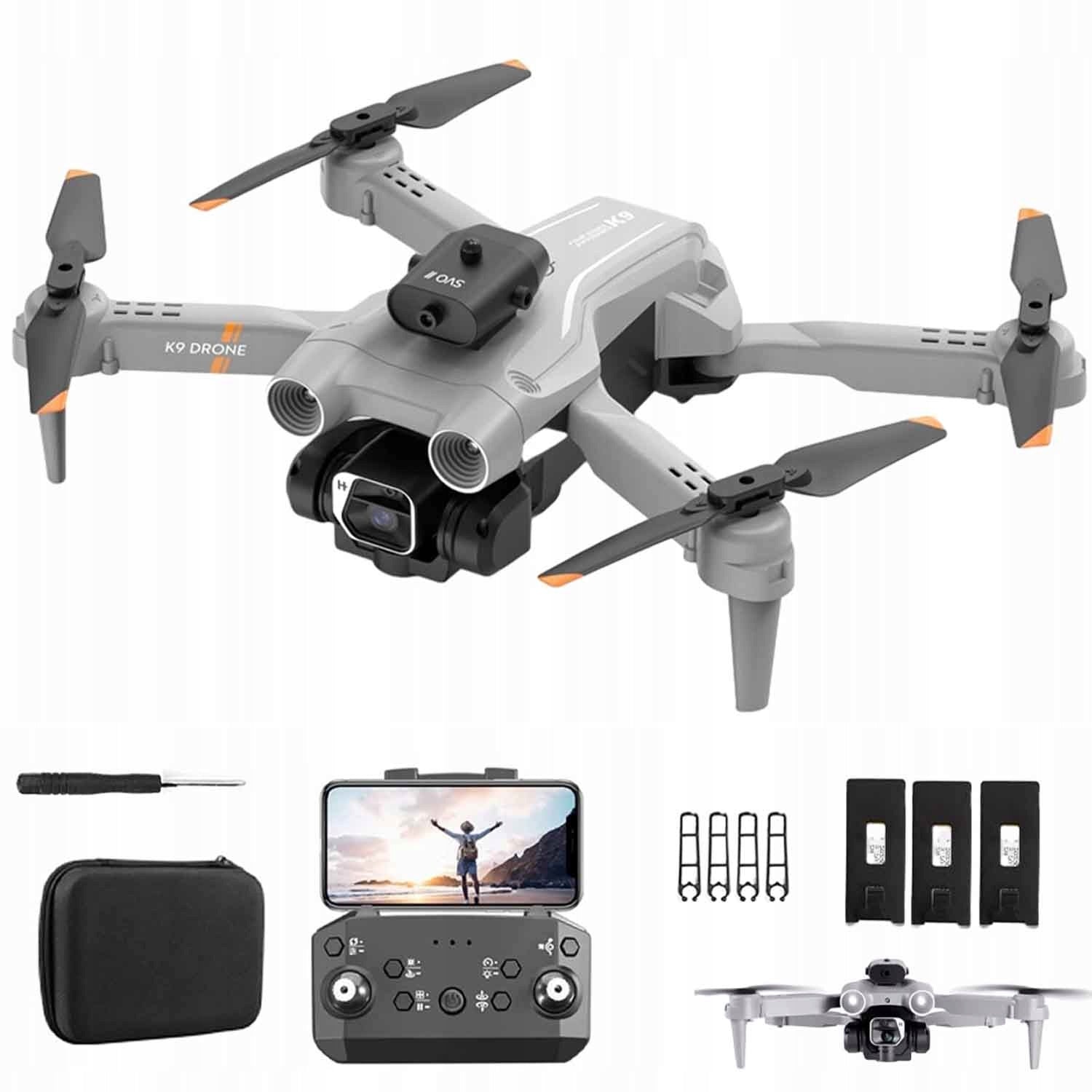 DRONE SET FOLDING QUADROCOPTER WITH 2x 4K HD CAMERA + 3 BATTERY