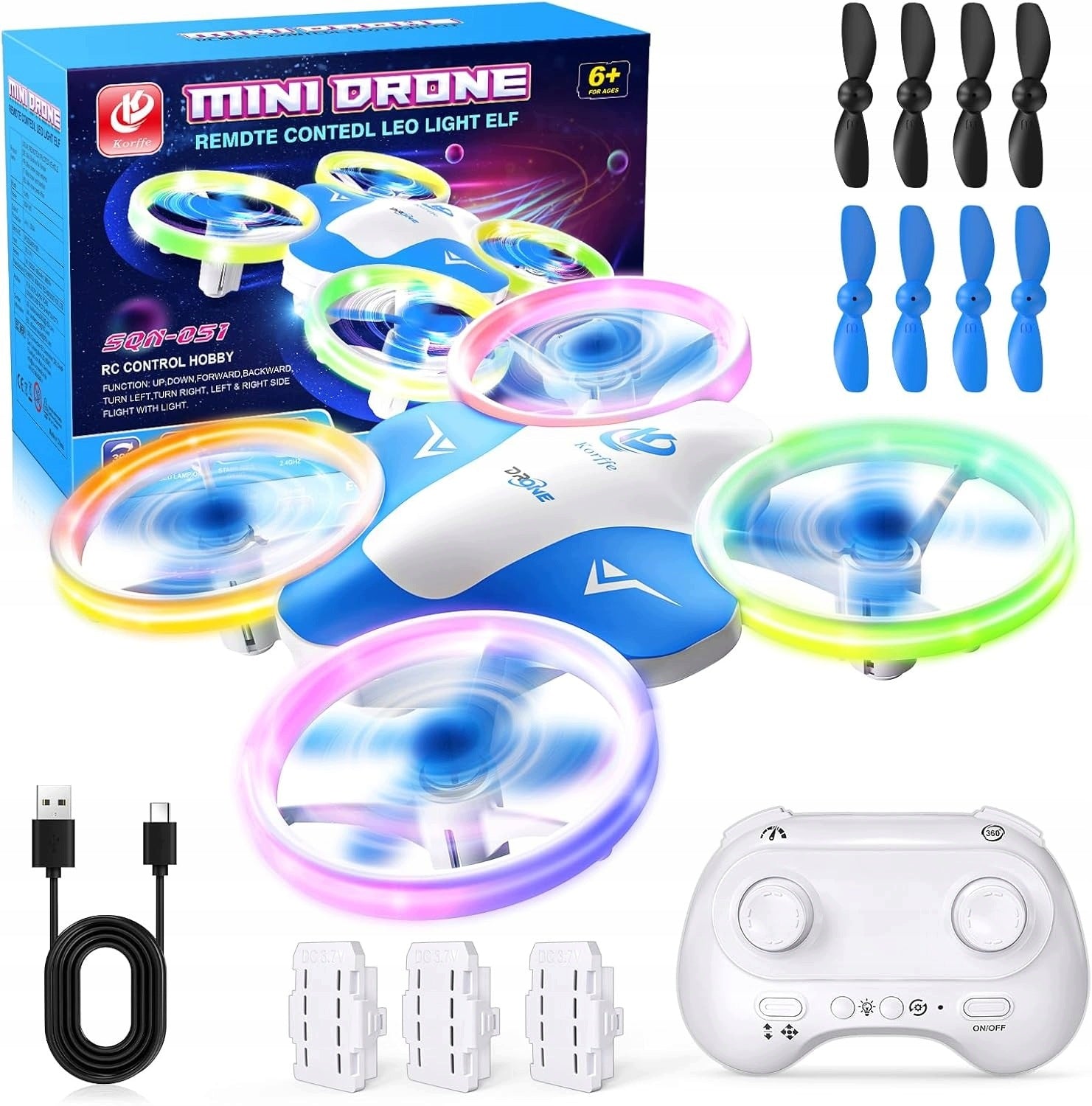 DRONE SQN-051 REMOTE CONTROLLED WITH 6 COLOR LIGHT MODES AND 3 SPEEDS