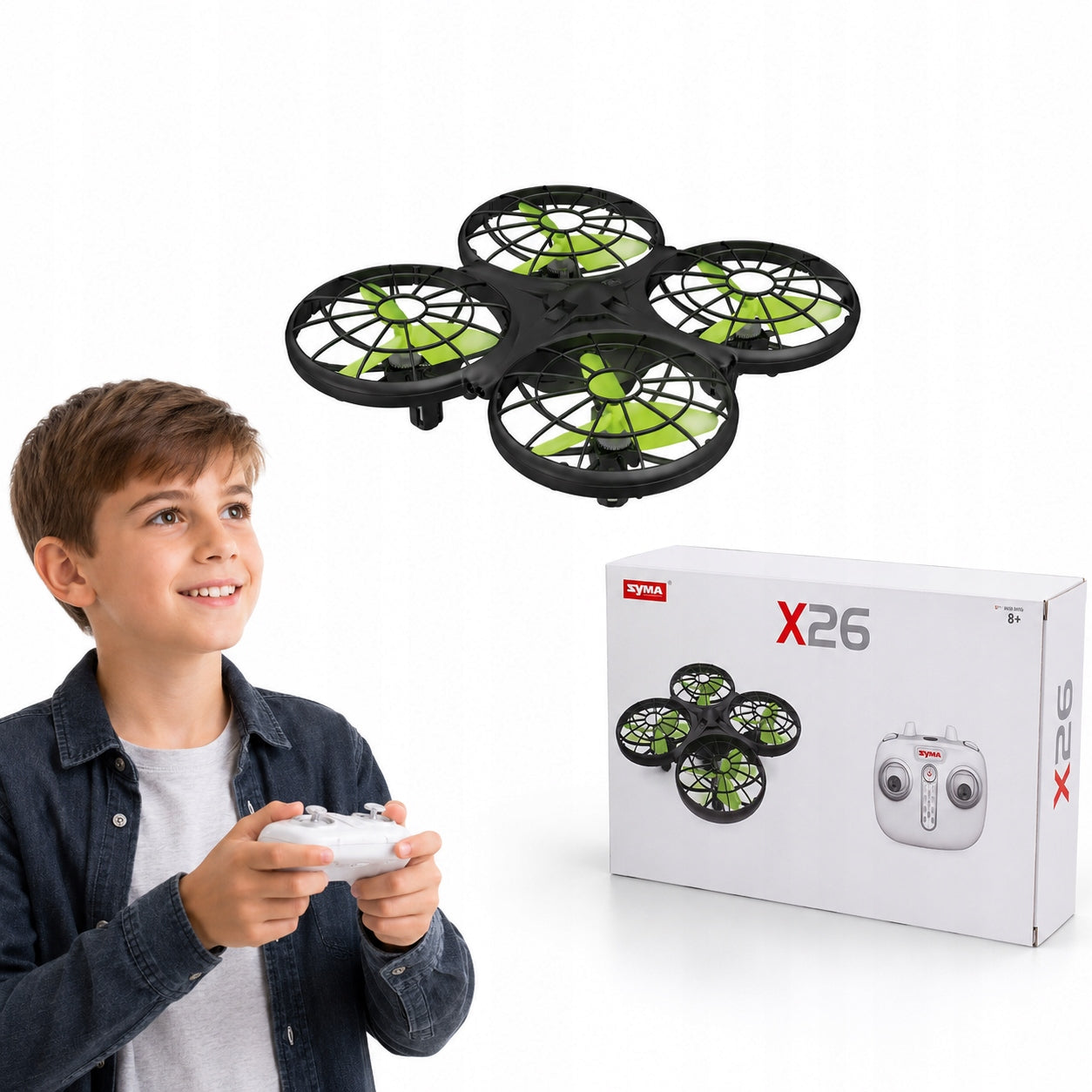 DRONE SYMA X26 QUADCOPTER RC HOVERS IN THE AIR AUTO TAKEOFF AND LANDING